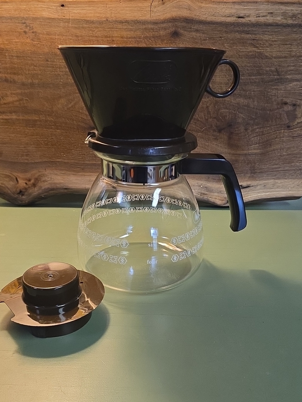 Vintage Melitta Pour Over Cone Filter Cup Coffee Maker With Glass Carafe And Top